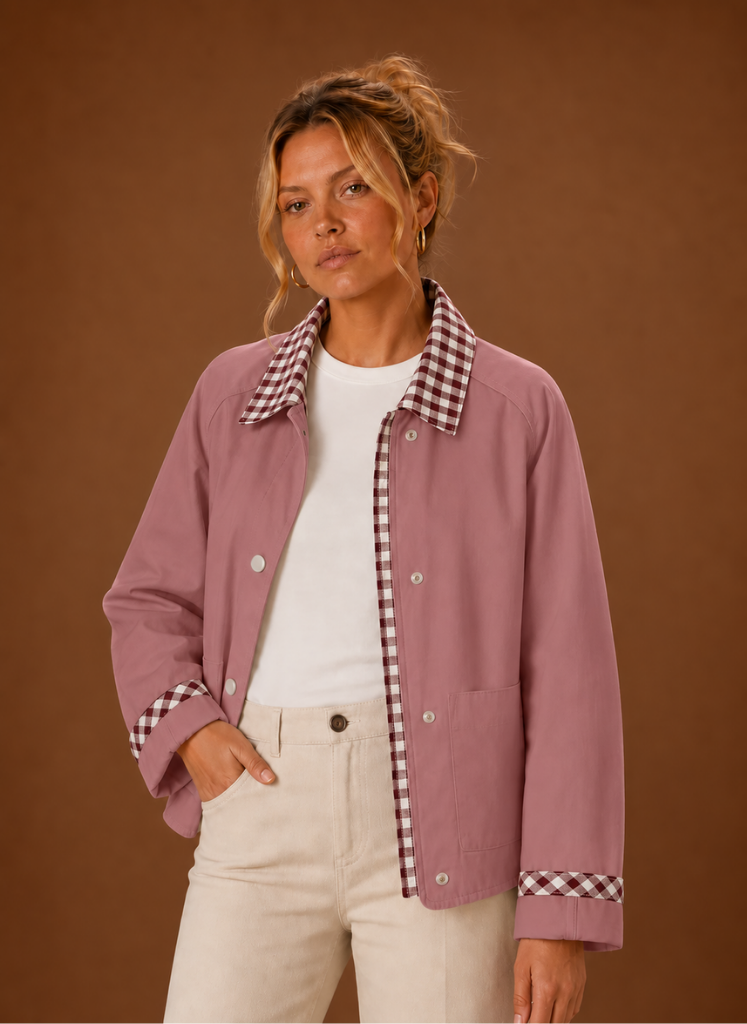 Juliette – Veste Workwear Femme Col Carreaux