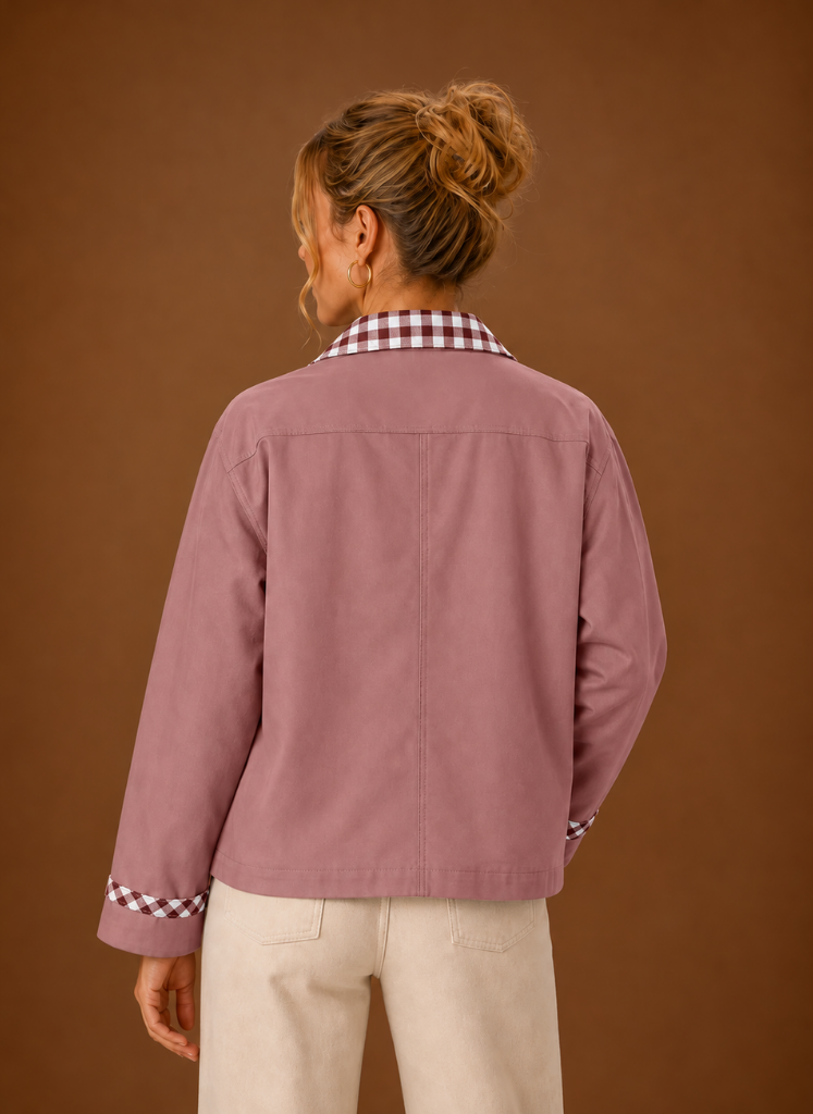 Juliette – Veste Workwear Femme Col Carreaux