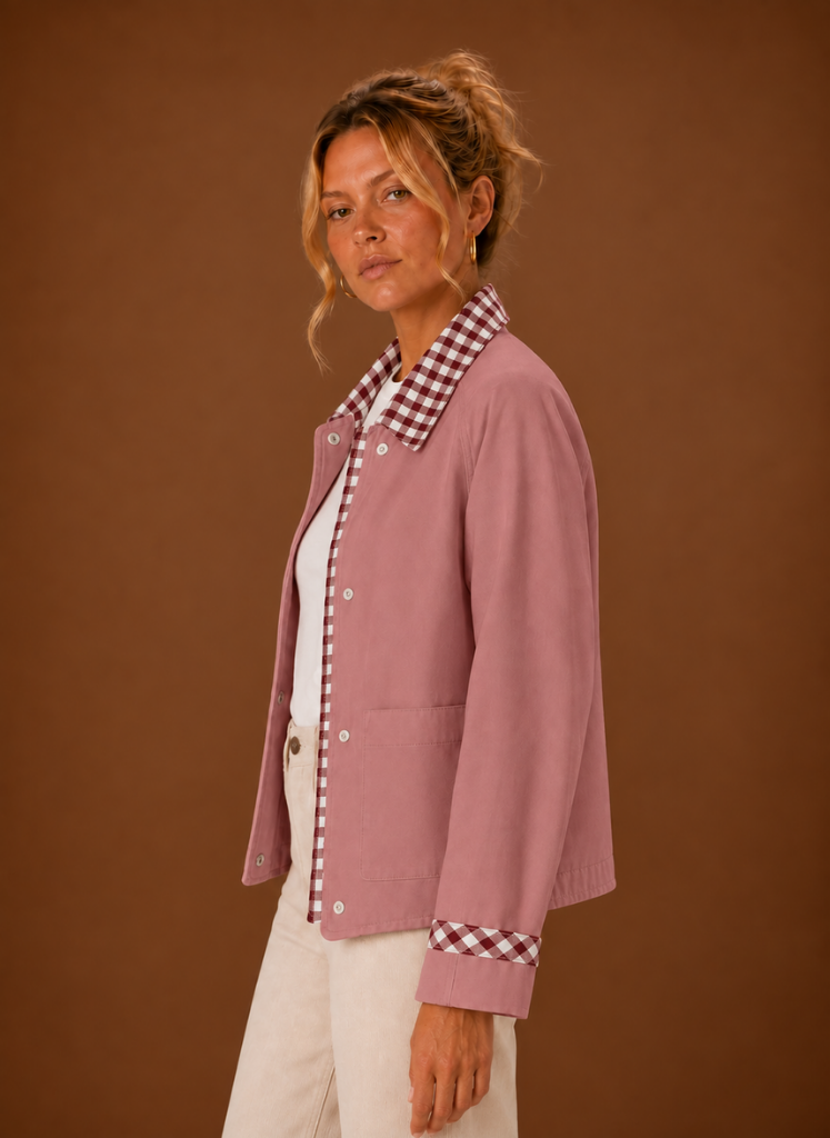 Juliette – Veste Workwear Femme Col Carreaux