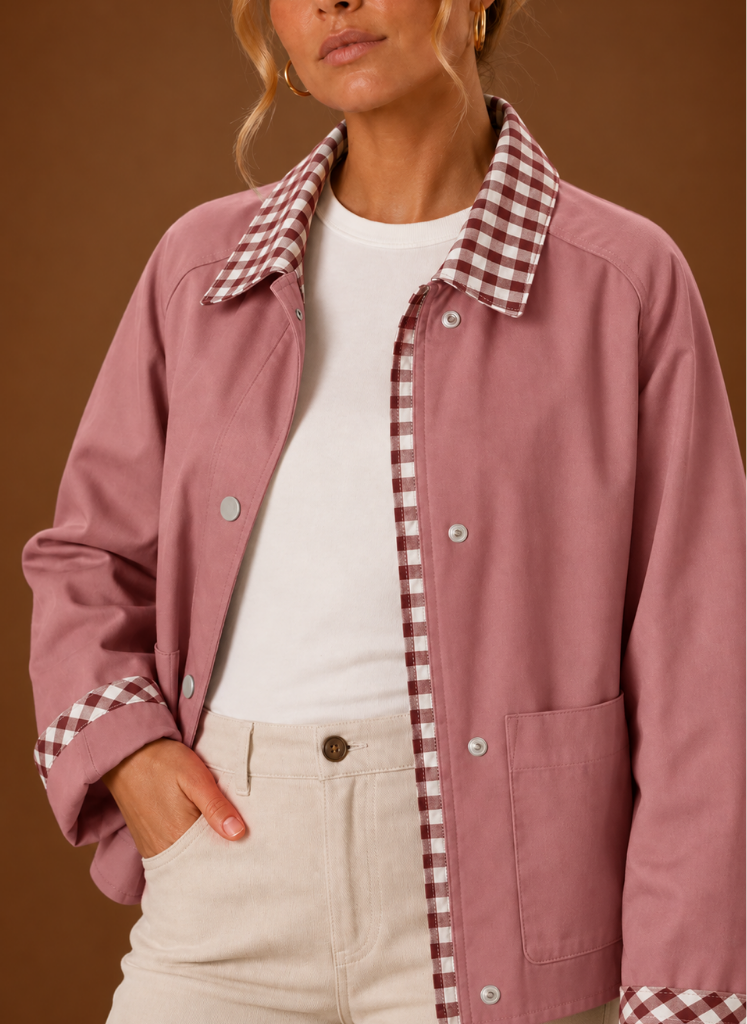 Juliette – Veste Workwear Femme Col Carreaux