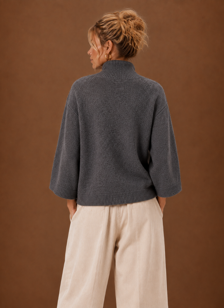 Flocon – Pull Grosse Maille Oversize Femme Col Cheminée