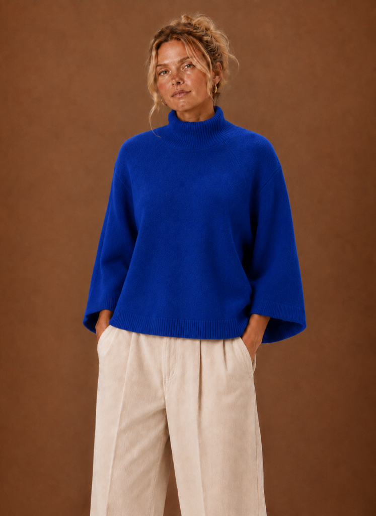 Flocon – Pull Grosse Maille Oversize Femme Col Cheminée