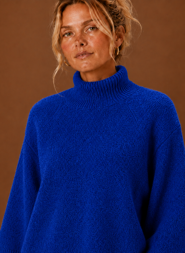 Flocon – Pull Grosse Maille Oversize Femme Col Cheminée