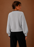 Rosalie – Gilet Bords Festonnés Femme Nœud Ruban