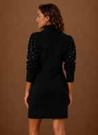 Perle – Robe Pull Col Montant Femme Ornée de Perles
