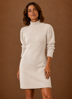 Perle – Robe Pull Col Montant Femme Ornée de Perles