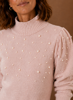 Perle – Robe Pull Col Montant Femme Ornée de Perles