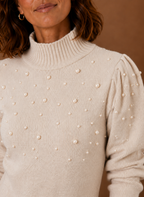 Perle – Robe Pull Col Montant Femme Ornée de Perles