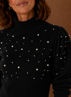 Perle – Robe Pull Col Montant Femme Ornée de Perles