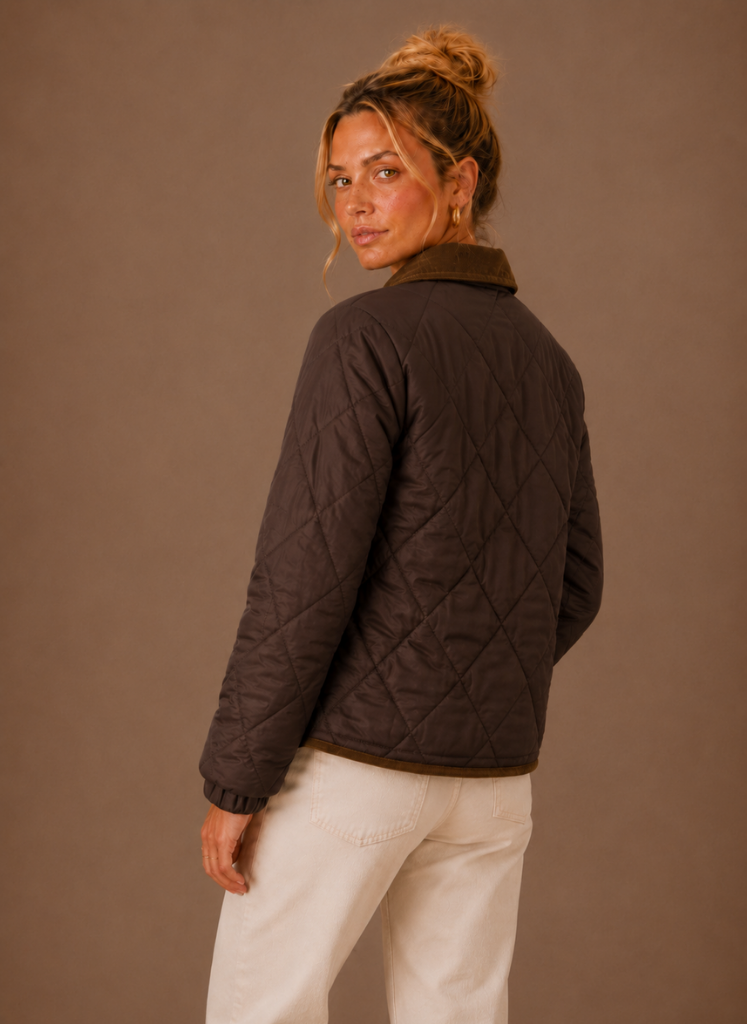 Brigitte – Veste Matelassée Femme Col Velours Côtelé