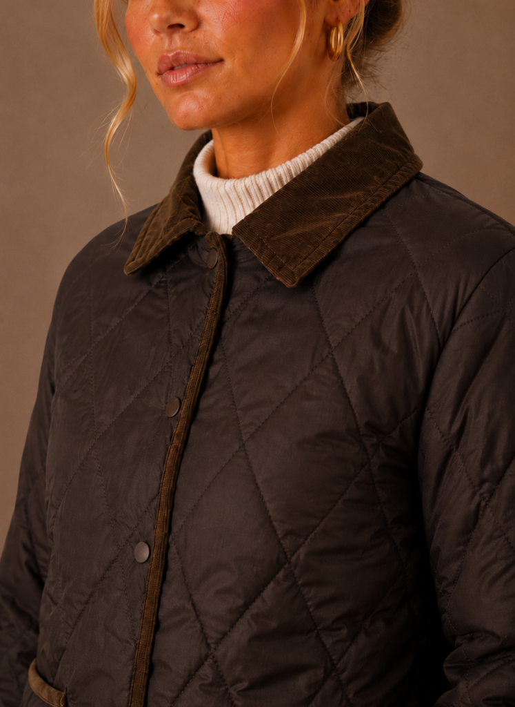 Brigitte – Veste Matelassée Femme Col Velours Côtelé