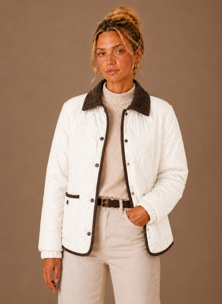 Brigitte – Veste Matelassée Femme Col Velours Côtelé