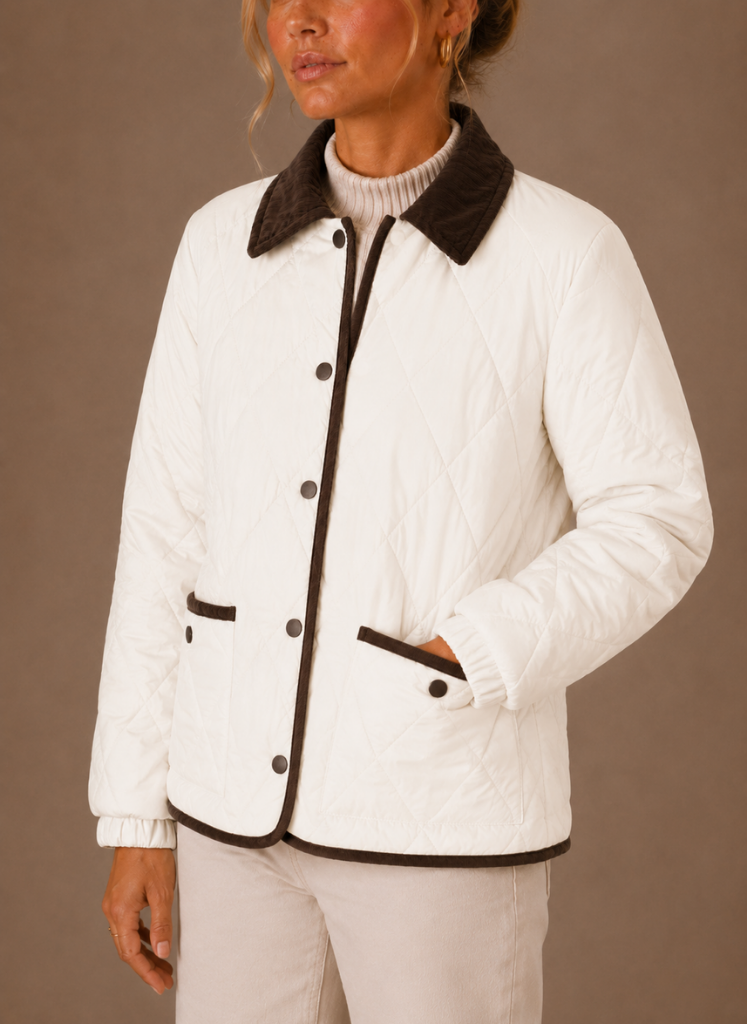 Brigitte – Veste Matelassée Femme Col Velours Côtelé