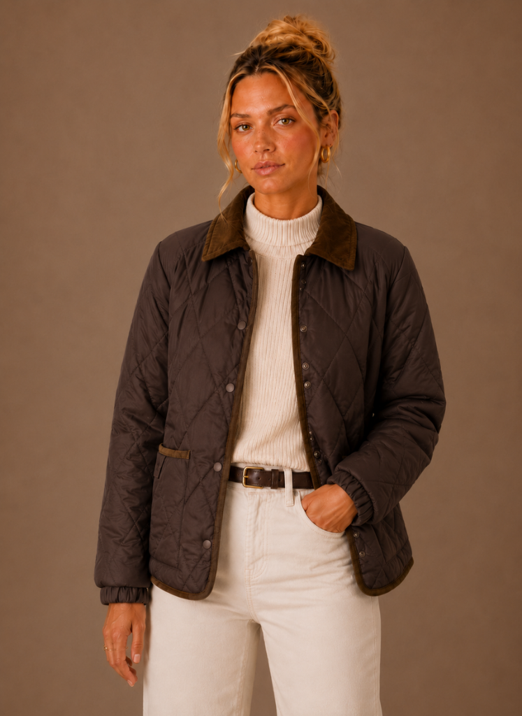 Brigitte – Veste Matelassée Femme Col Velours Côtelé