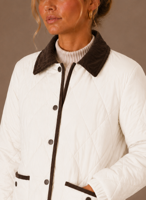Brigitte – Veste Matelassée Femme Col Velours Côtelé