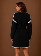 Céleste – Robe Pull Col V Ceinturée Femme