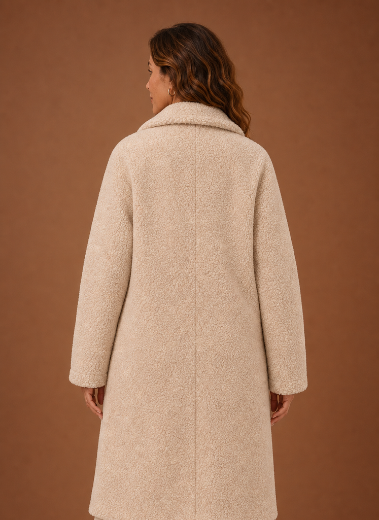 Mia – Manteau Teddy Long Croisé Femme