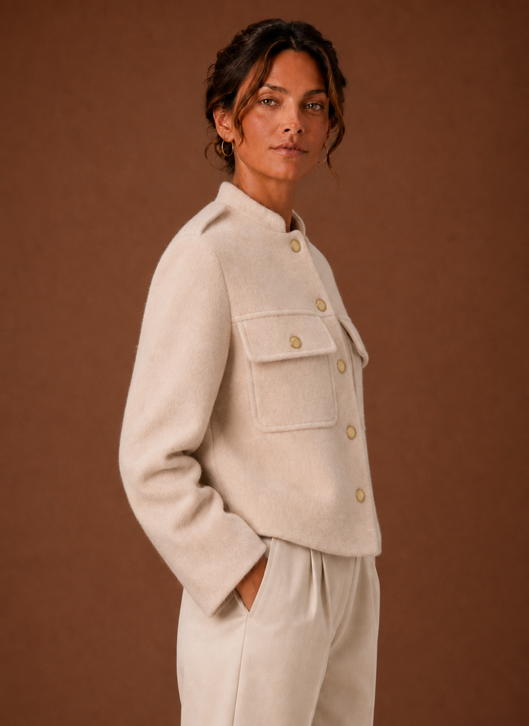 Suzanne – Veste Courte Boutonnée Femme