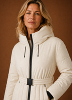 Apolline – Veste Matelassée Ceinturée Femme Détail Plissé