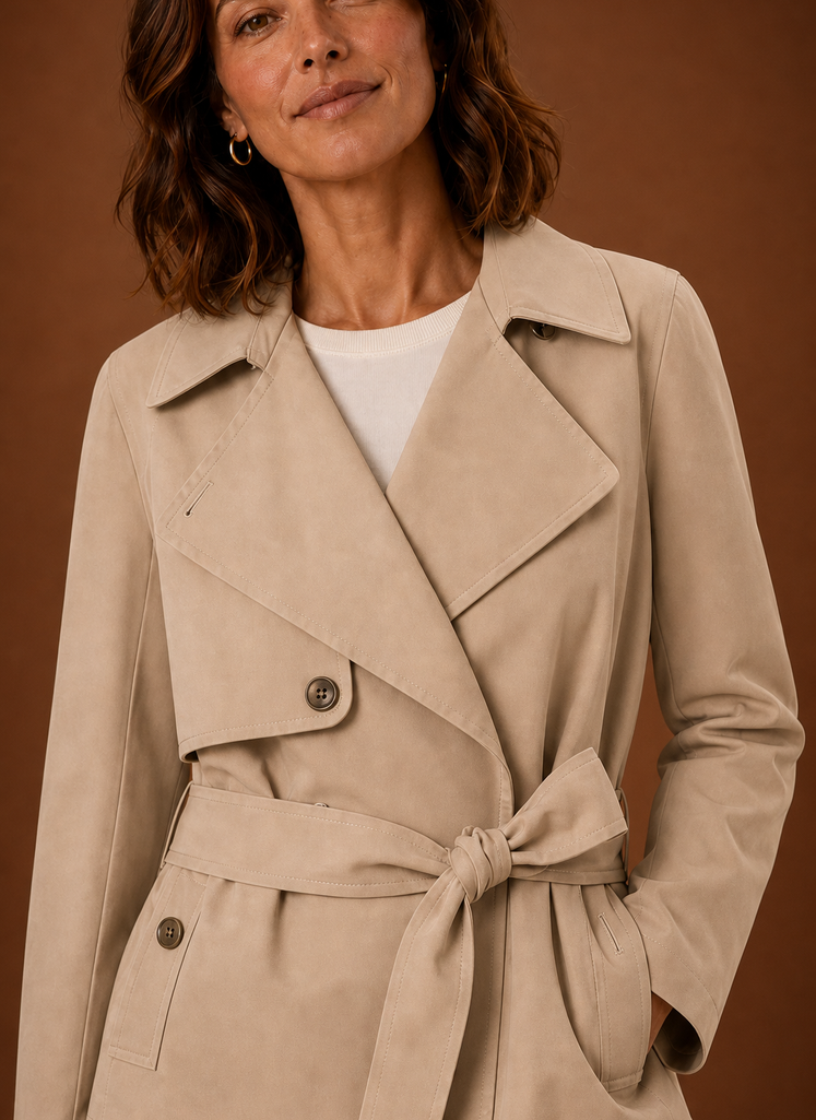Agathe – Trench Court Ceinturé Femme
