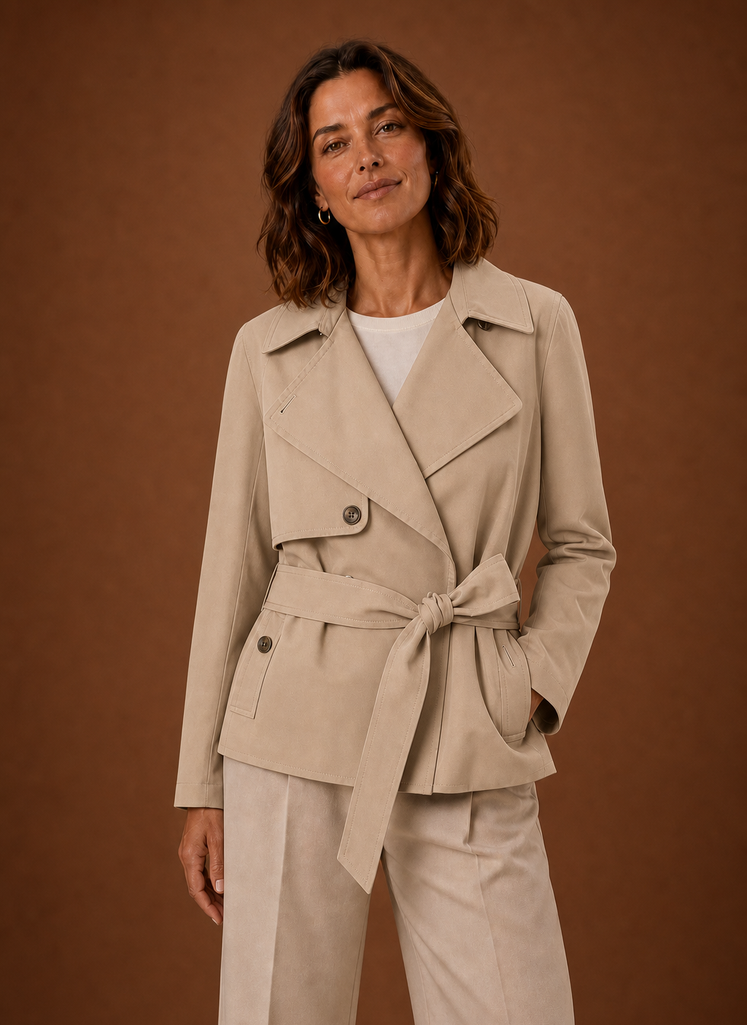 Agathe – Trench Court Ceinturé Femme