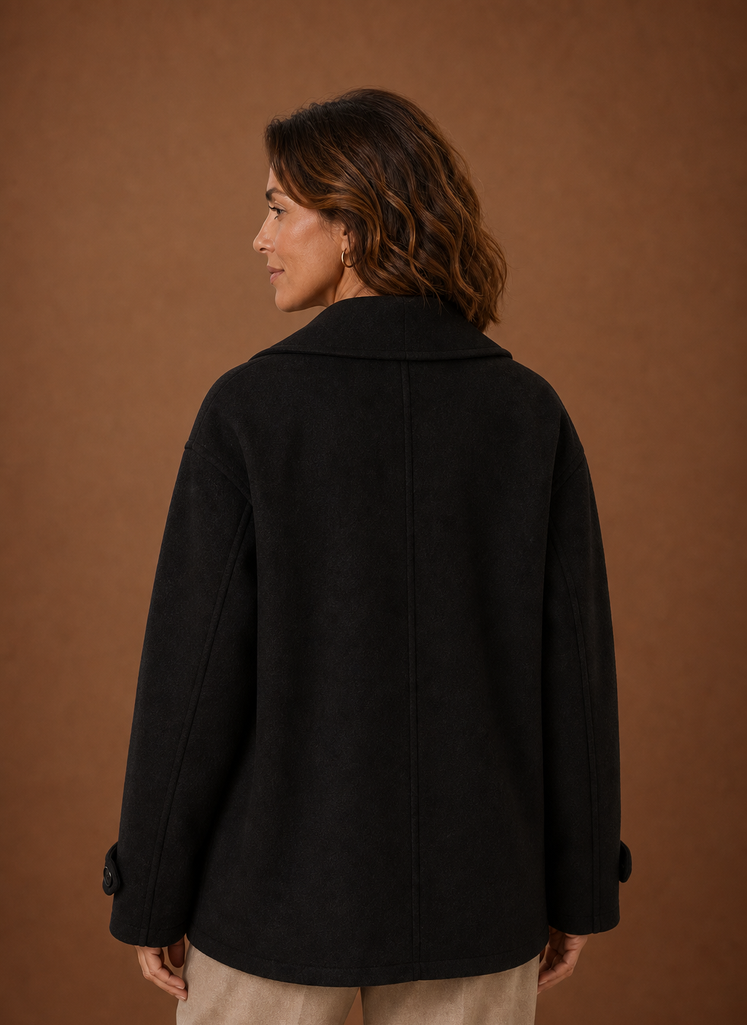 Simone – Manteau Long Ample Boutonné Femme