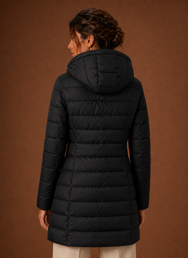 Sibérie – Doudoune Longue à Capuche Femme Doublure Fausse Fourrure