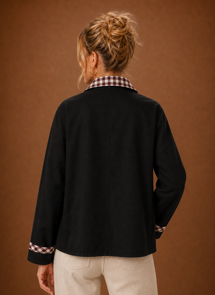 Juliette – Veste Workwear Femme Col Carreaux