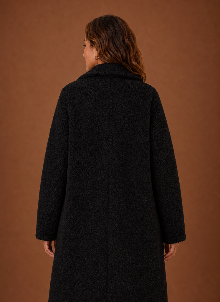 Mia – Manteau Teddy Long Croisé Femme