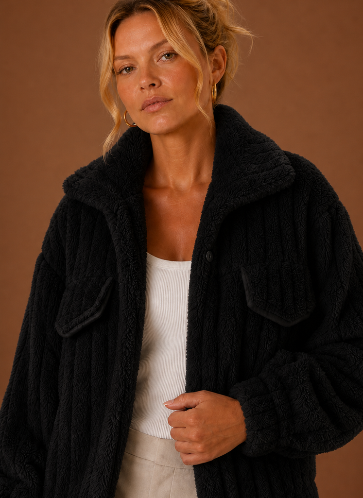 Bérénice – Manteau Teddy Oversize Femme