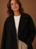 Simone – Manteau Long Ample Boutonné Femme
