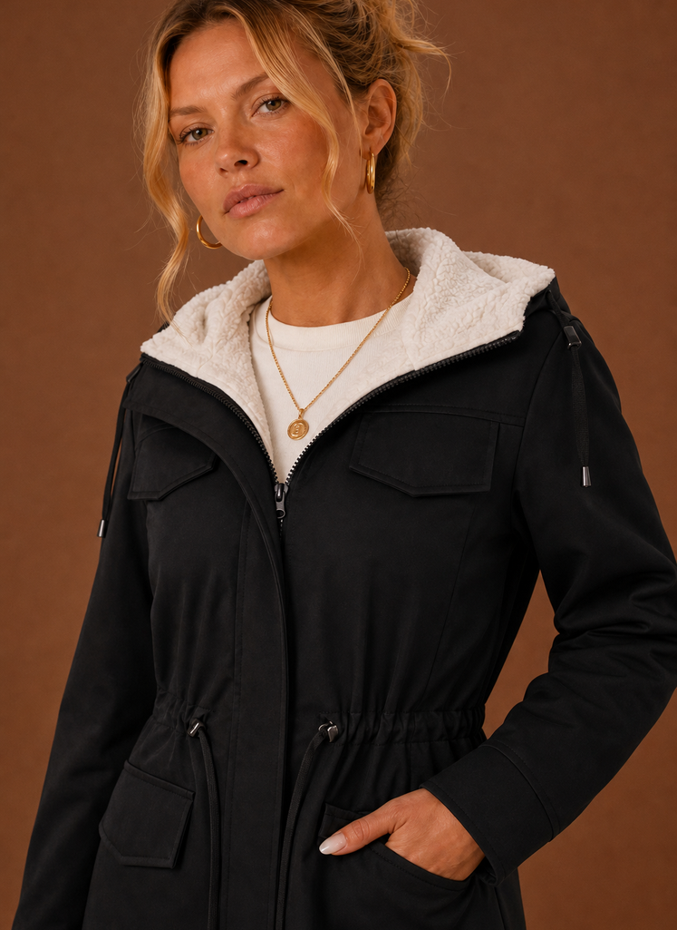 Laponie – Parka Longue à Capuche Femme Doublée Polaire