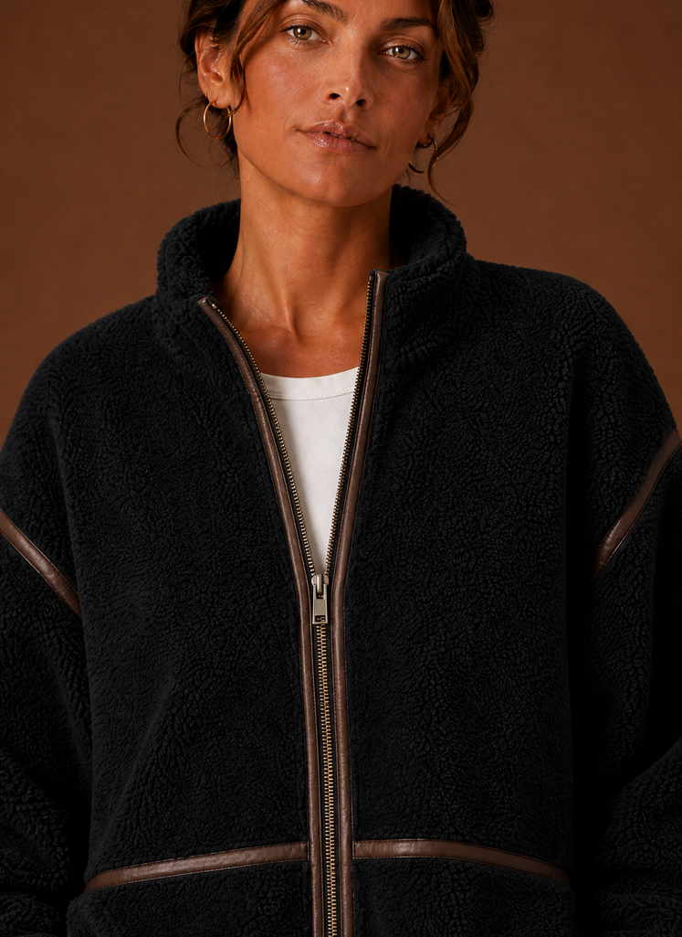 Capucine – Veste Sherpa Zippée Femme Col Montant