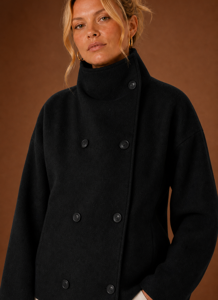 Margaux – Veste Col Cheminée Femme Coupe Ajustée