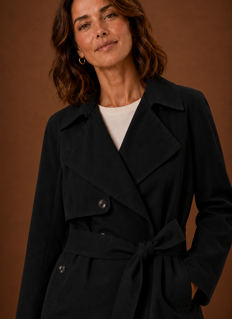 Agathe – Trench Court Ceinturé Femme