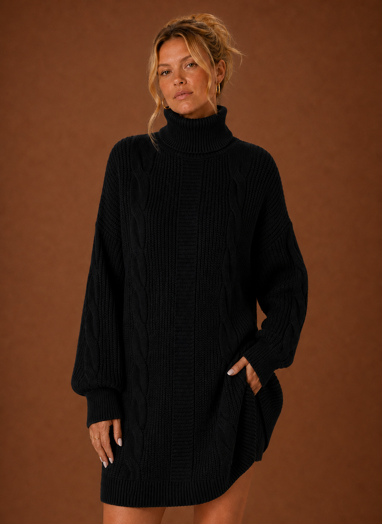 Alpine – Robe Pull Col Roulé Femme en Maille