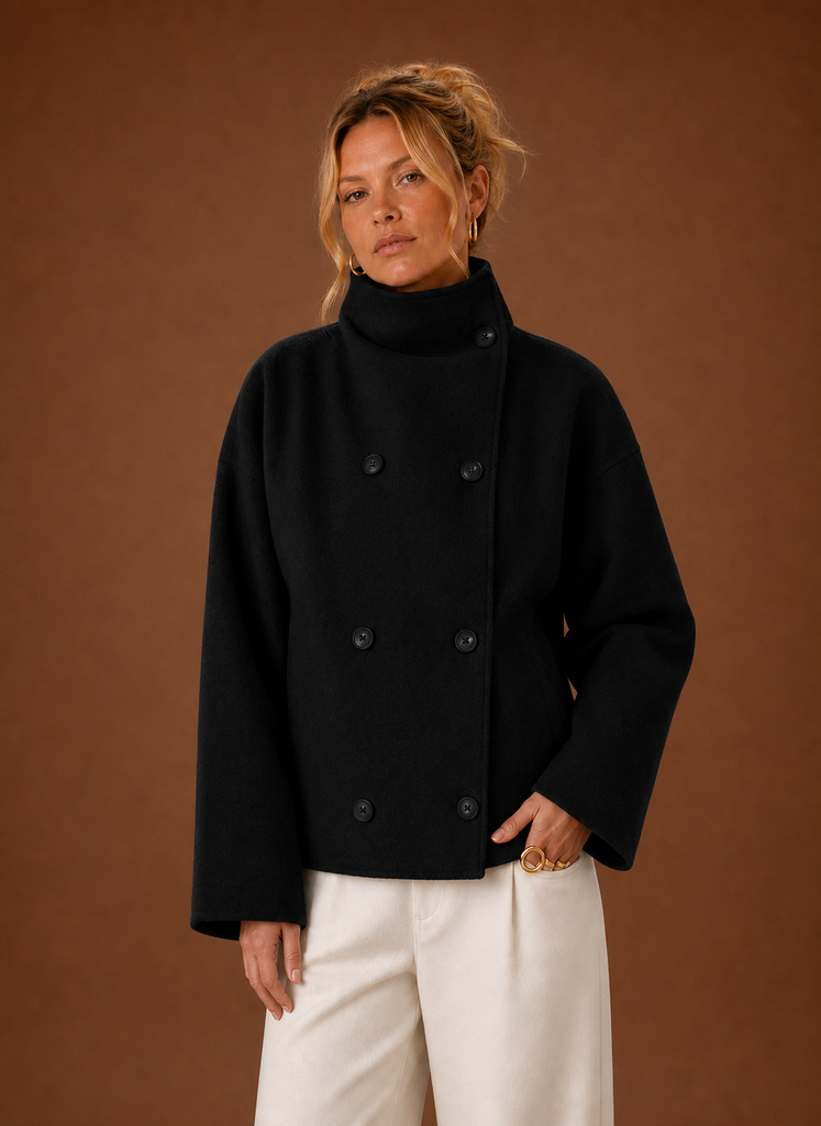 Margaux – Veste Col Cheminée Femme Coupe Ajustée