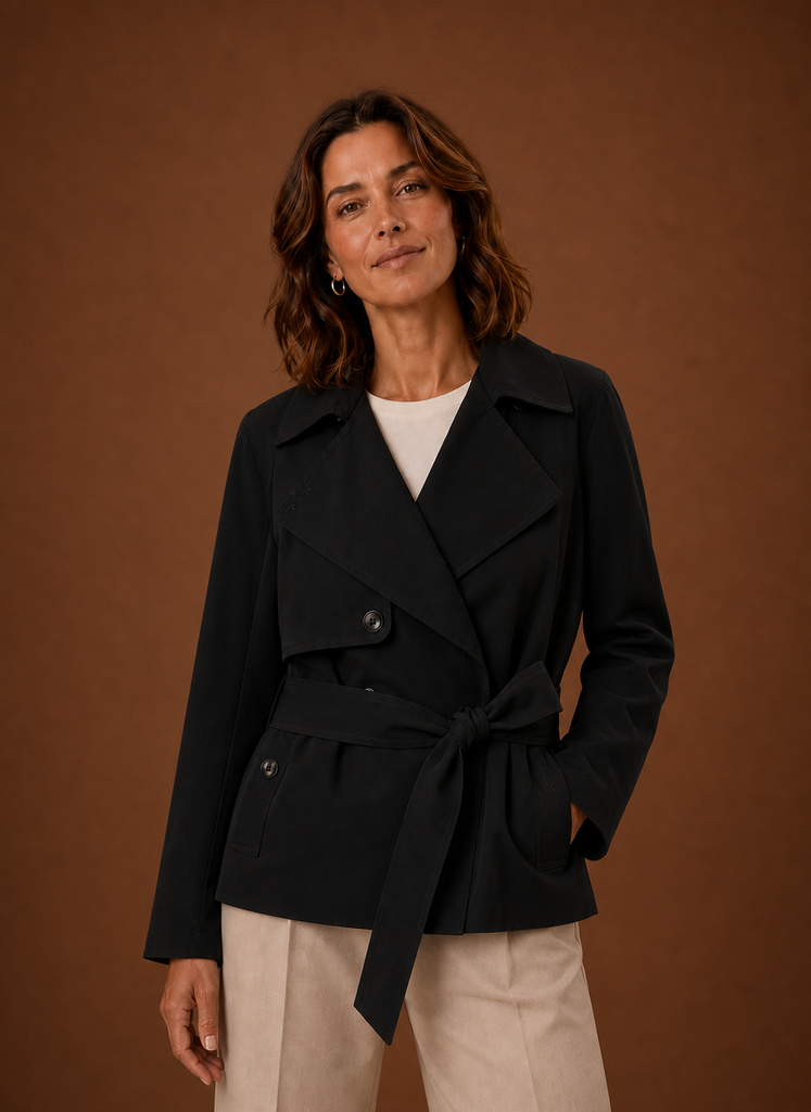 Agathe – Trench Court Ceinturé Femme