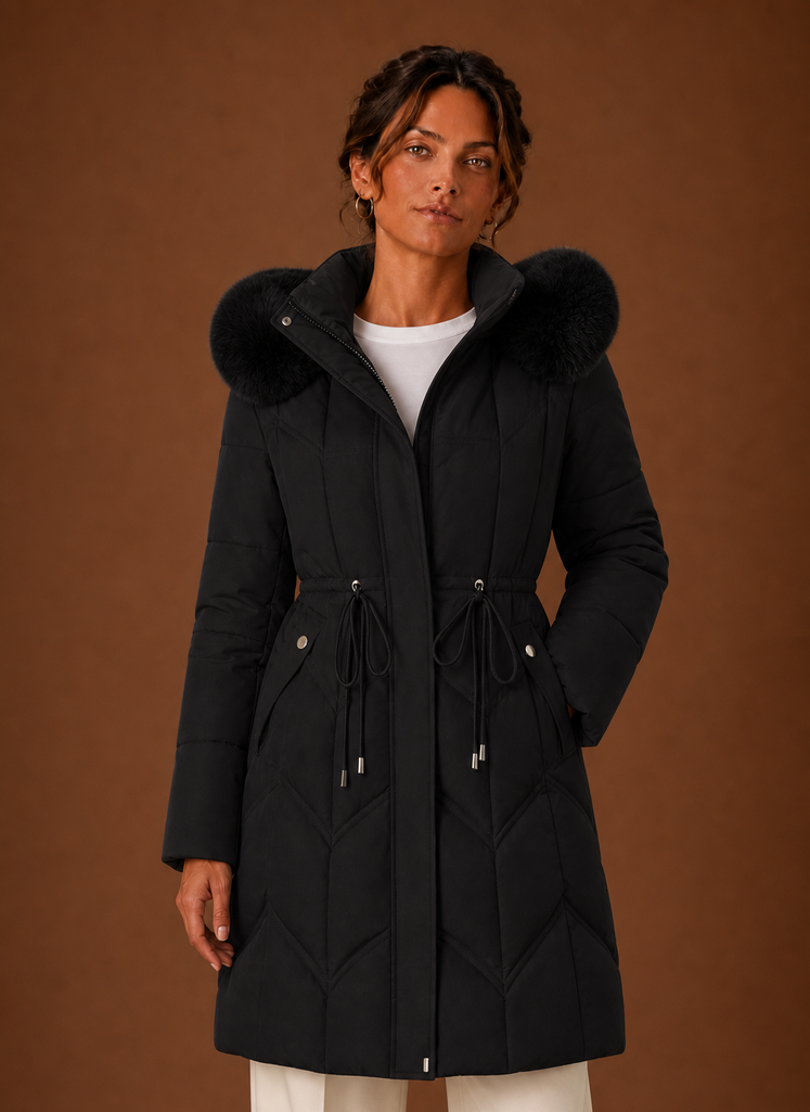 Courchevel – Doudoune Longue Femme Capuche Fausse Fourrure
