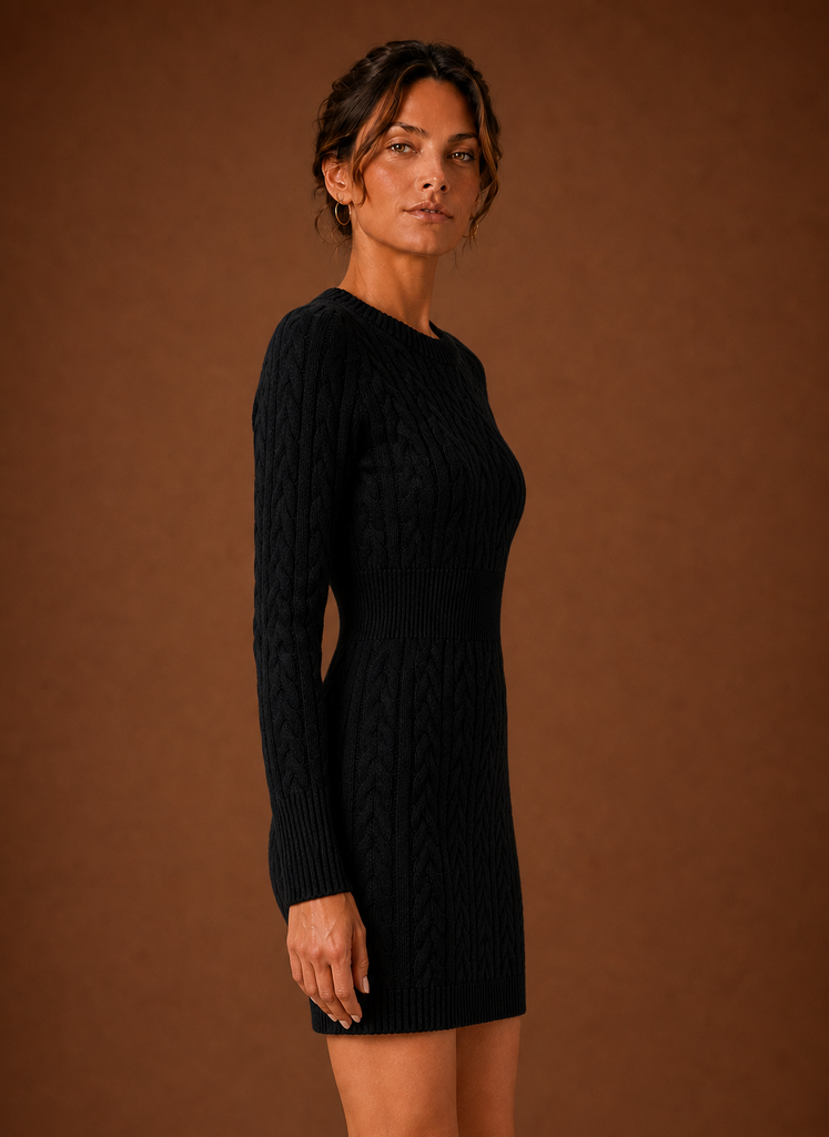 Lise – Robe Pull Courte Maille Torsadée Femme