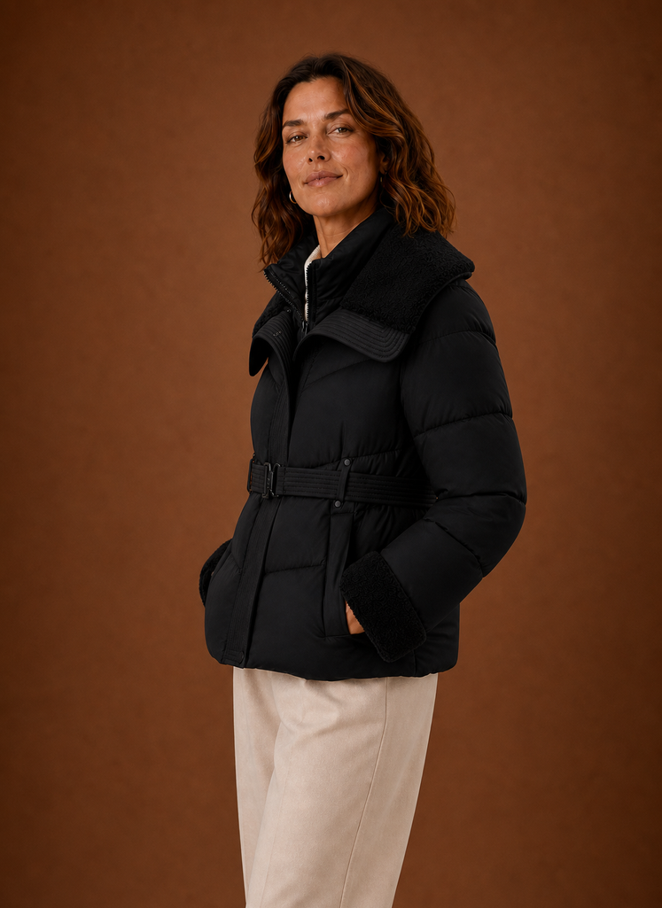 Solène – Doudoune Ceinturée Femme Taille Marquée