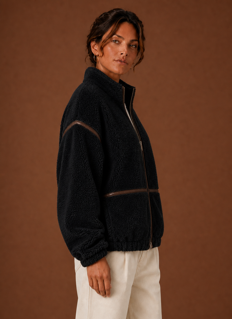 Capucine – Veste Sherpa Zippée Femme Col Montant