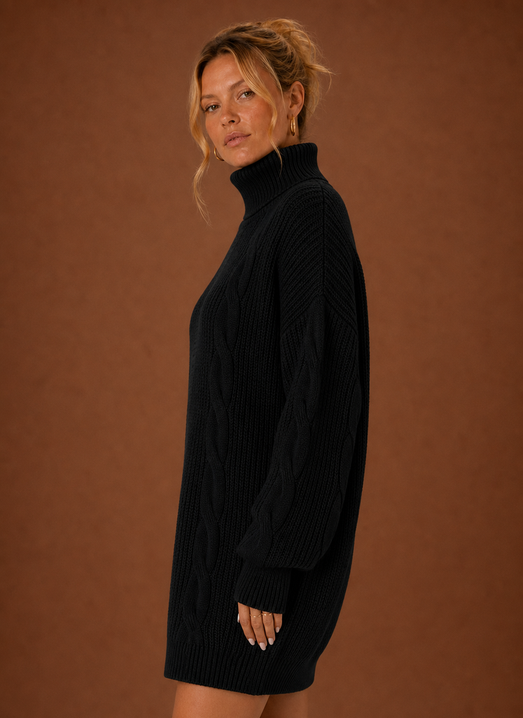 Alpine – Robe Pull Col Roulé Femme en Maille