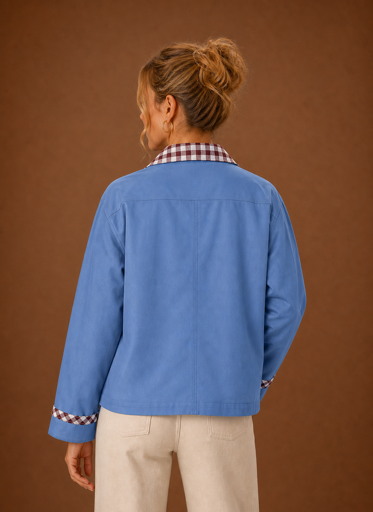 Juliette – Veste Workwear Femme Col Carreaux
