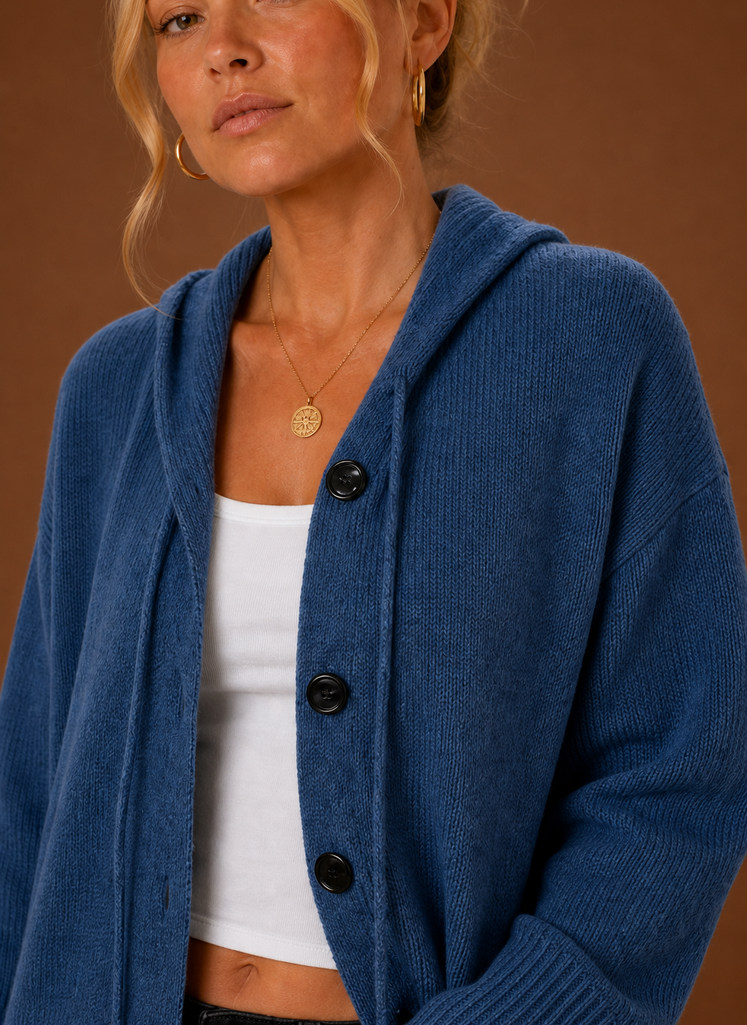 Clémence – Gilet Oversize Boutonné Femme en Maille