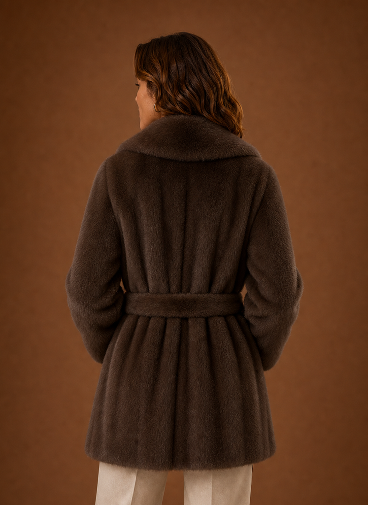 Isabelle – Manteau Long Portefeuille Ceinturé Femme