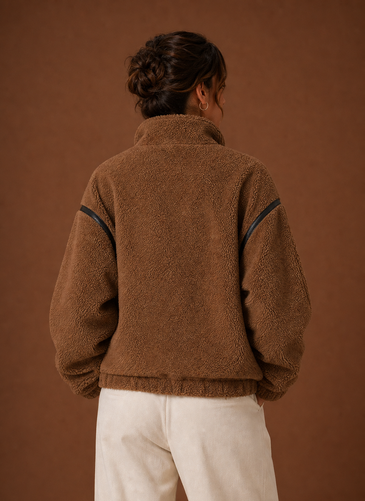 Capucine – Veste Sherpa Zippée Femme Col Montant