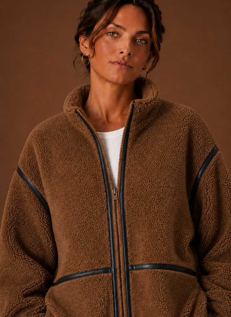 Capucine – Veste Sherpa Zippée Femme Col Montant