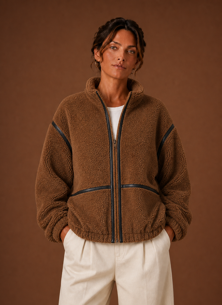 Capucine – Veste Sherpa Zippée Femme Col Montant