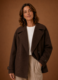 Simone – Manteau Long Ample Boutonné Femme